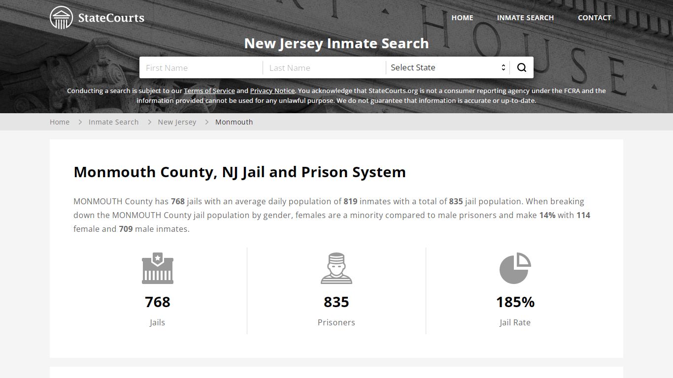 Monmouth County, NJ Inmate Search - StateCourts