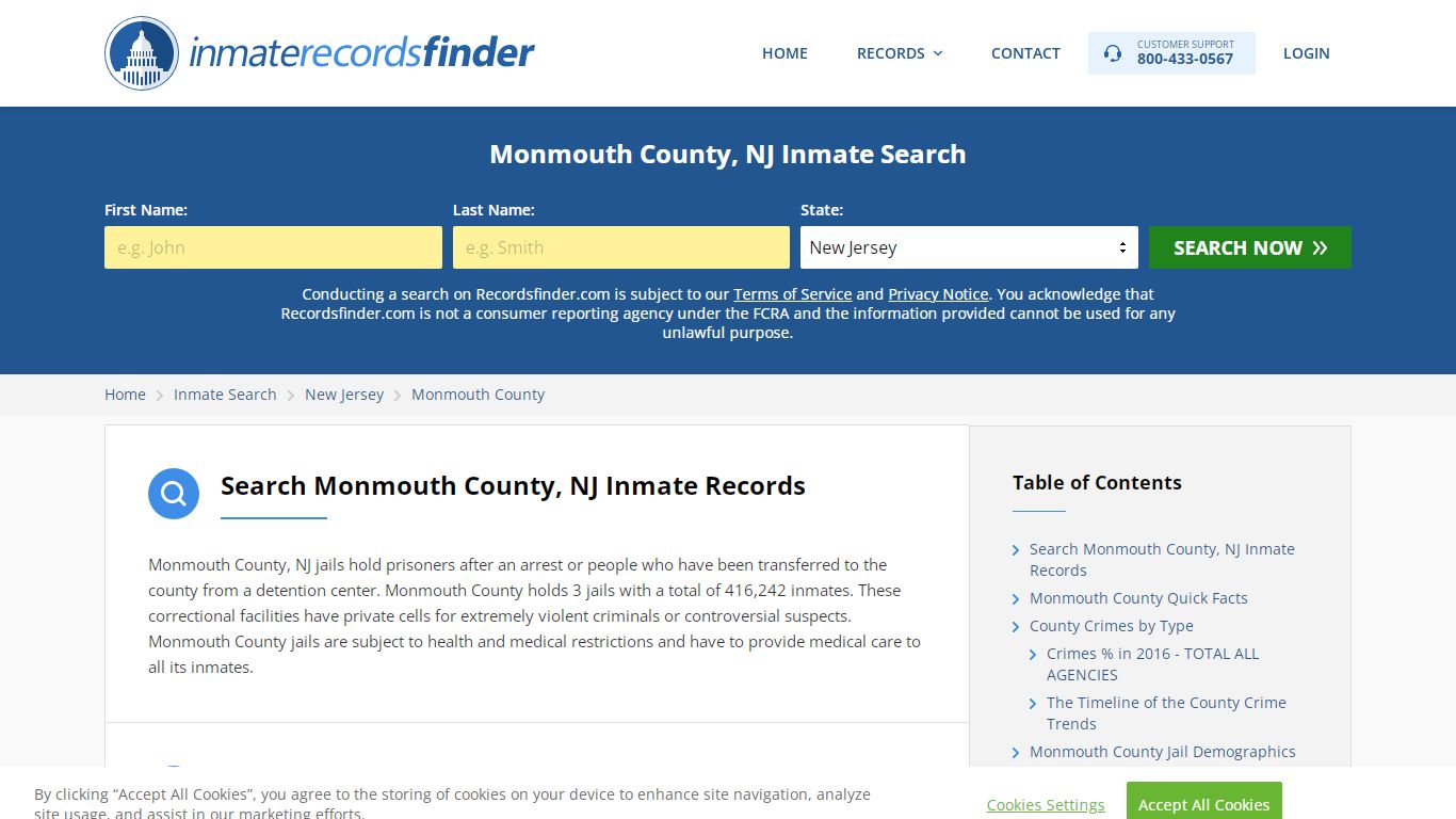 Monmouth County, NJ Inmate Lookup & Jail Records Online