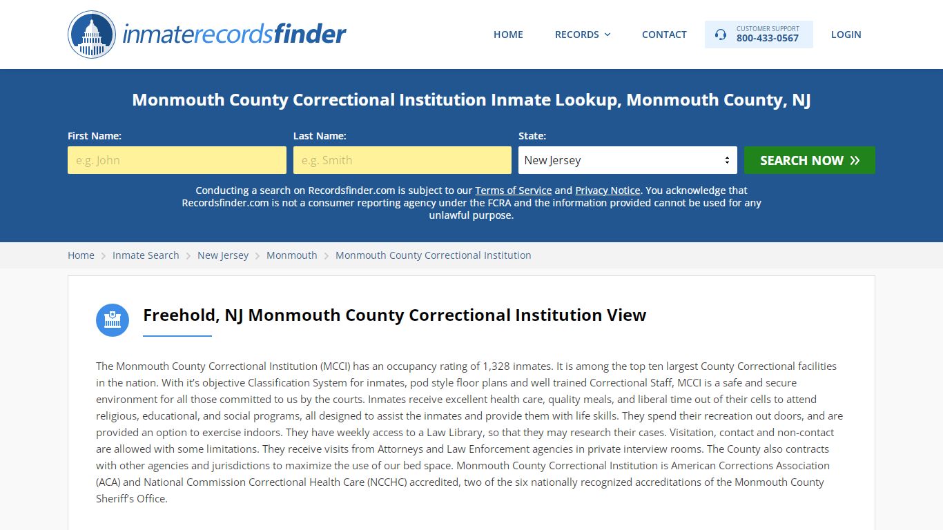 Monmouth County Correctional Institution Roster & Inmate ...